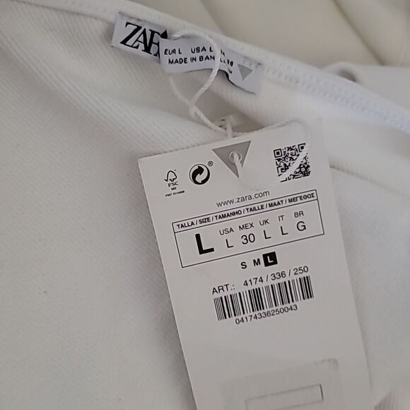 ZARA  Woman Mini Asymmetrical Cut-Out White Dress Size  Large NWT - Picture 9 of 10